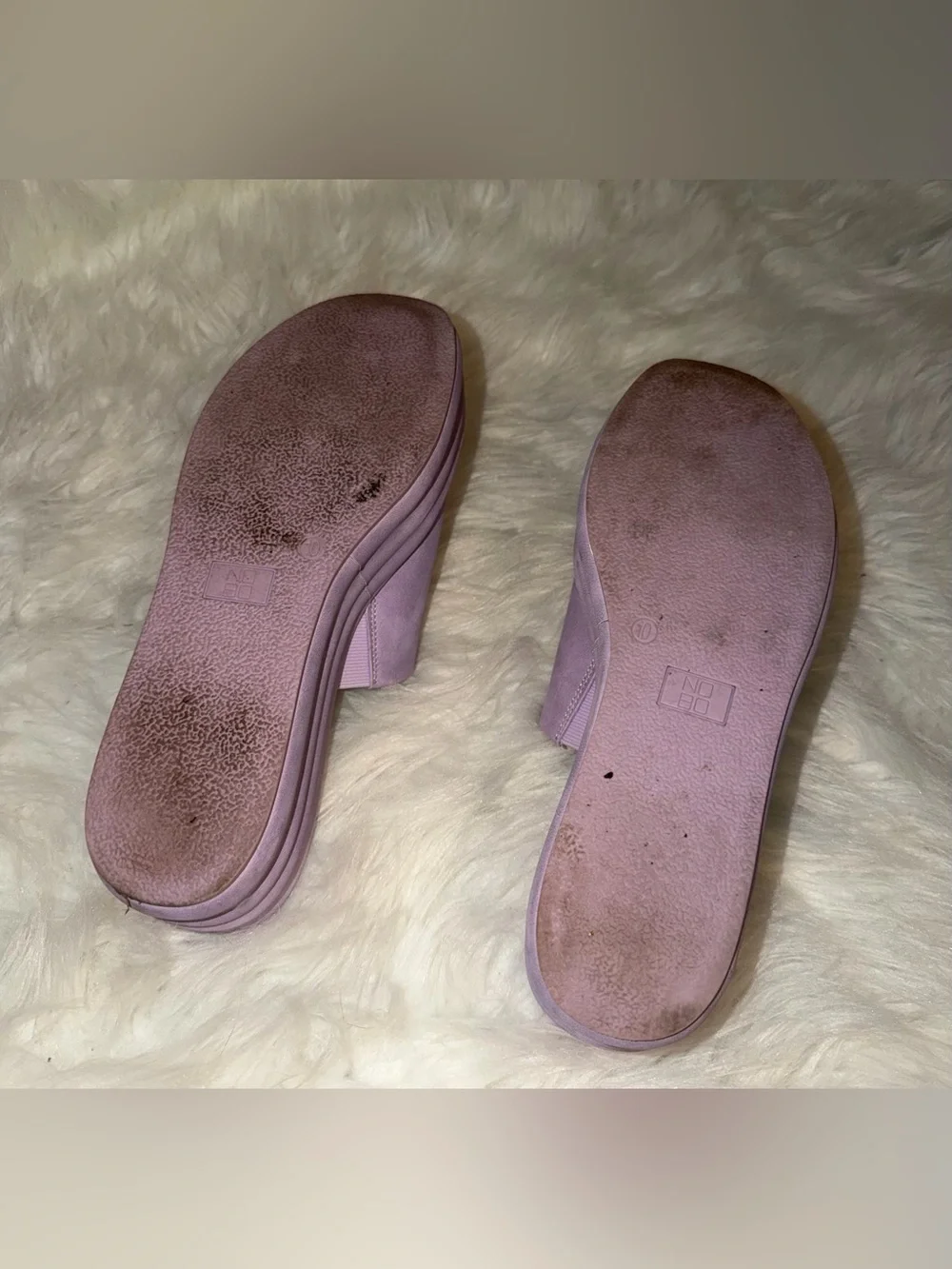 Platform Slide Sandals in Lavender